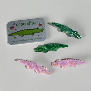 2 pinces à cheveux crocodile avec boîte-cadeau en métal, accessoires en poils d'animaux pour femmes filles adolescentes, accessoires photo de voyage, vacances à la plage, cadeau unique