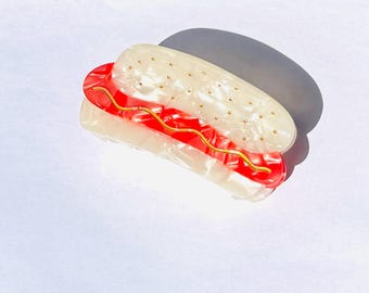 Hot Dog Burger Hair Claw Clip, Food Style Accessory, Novelty Accessory
