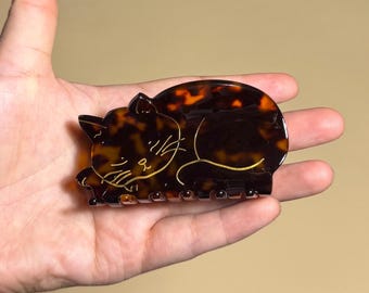 Sleeping Cat Hair Claw Clip, Acetate Kitten Accessory