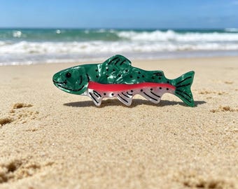 Rainbow Trout Hair Clip, Fish Hair Barrette for Women Girls, Fishing Lover Gift, Nature Inspired Hair Accessory, Outdoor Adventure Gift
