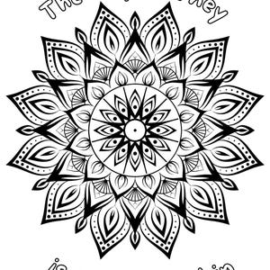 Motivational Mandala Colouring Pages | A5 14.8×21cm | Spiritual Mindfulness Printables | Positive Quotes | Adult Coloring