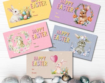 Étiquettes cadeaux Lapin de Pâques pastel – Étiquettes à imprimer (PDF)