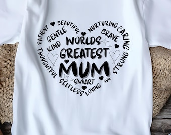 Greatest Mum Heart PNG | Mother's Day Sublimation (Digital Download)