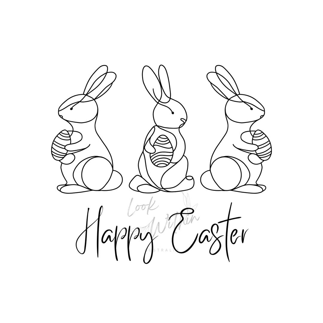 Cute Easter Bunny Line Art | Minimalist Bunny PNG | Easter Coloring ...