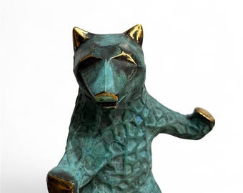 Bronze Bear Sculpture, Abstract Bear Statue, Modern Wildlife Statue, Symbol of Strength & Courage, Rustic Home Decor, New Year Gift