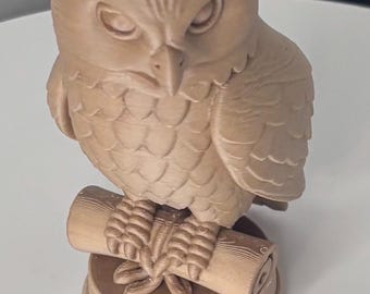 Figura de búho nival impresa en 3D y terminada a mano - Edición Vuelo Fénix