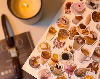 Coffee Aesthetic Sticker Set – Random Matte Waterproof Stickers