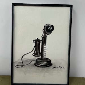 Watercolor by Jeanne Mack, old telephone