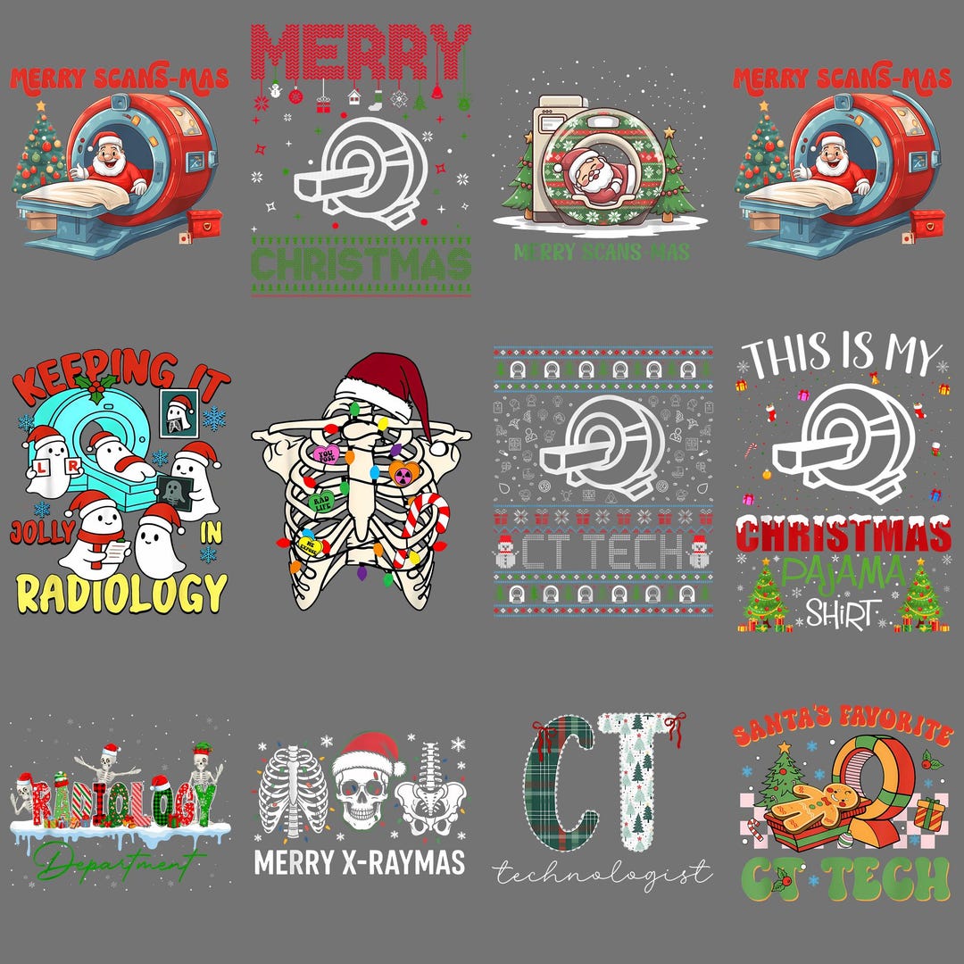 Radiology Christmas Funny Santa PNG - CT MRI Xray Tech Holiday Clipart ...