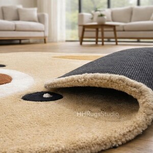 Hand Tufted Wool Teddy Bear Rug, Cute Nursery Area Rug for Baby & Kids Room, Soft Handmade Playroom Decor, Cute Teddy Bear kids room rug image 5