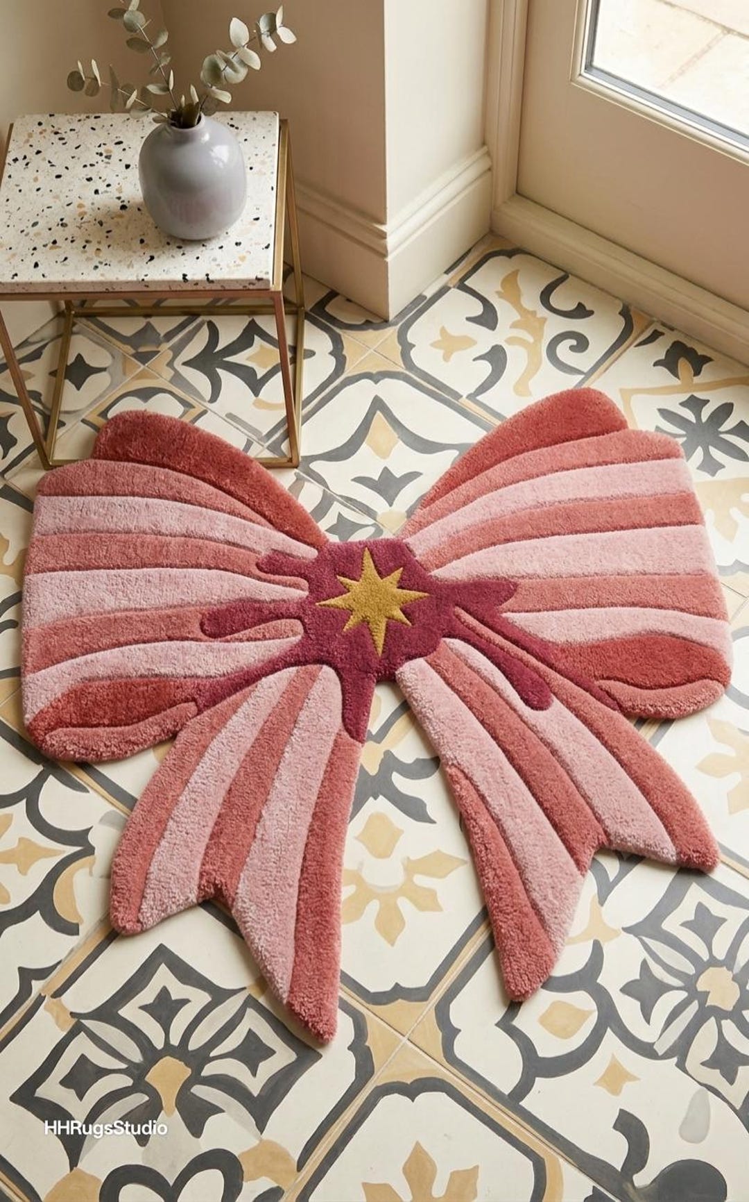 Gily Rug Pink Bow Shaped Rug, Coquette Aesthetic Tufted Rug, Cute Girly Bedroom ...