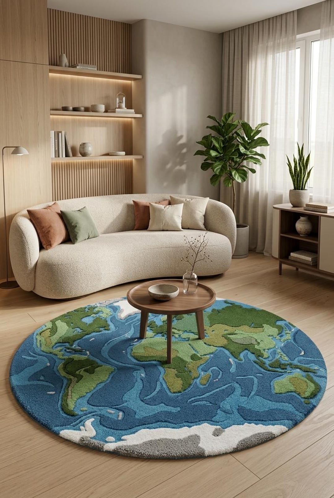 World Map Round Rug, Earth Globe Rug, Geography Rug, Educational Kids ...