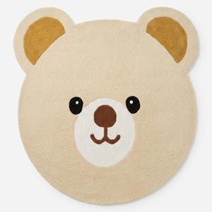 Hand Tufted Wool Teddy Bear Rug, Cute Nursery Area Rug for Baby & Kids Room, Soft Handmade Playroom Decor, Cute Teddy Bear kids room rug image 4