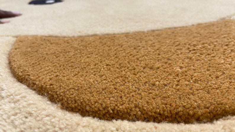 Hand Tufted Wool Teddy Bear Rug, Cute Nursery Area Rug for Baby & Kids Room, Soft Handmade Playroom Decor, Cute Teddy Bear kids room rug image 6
