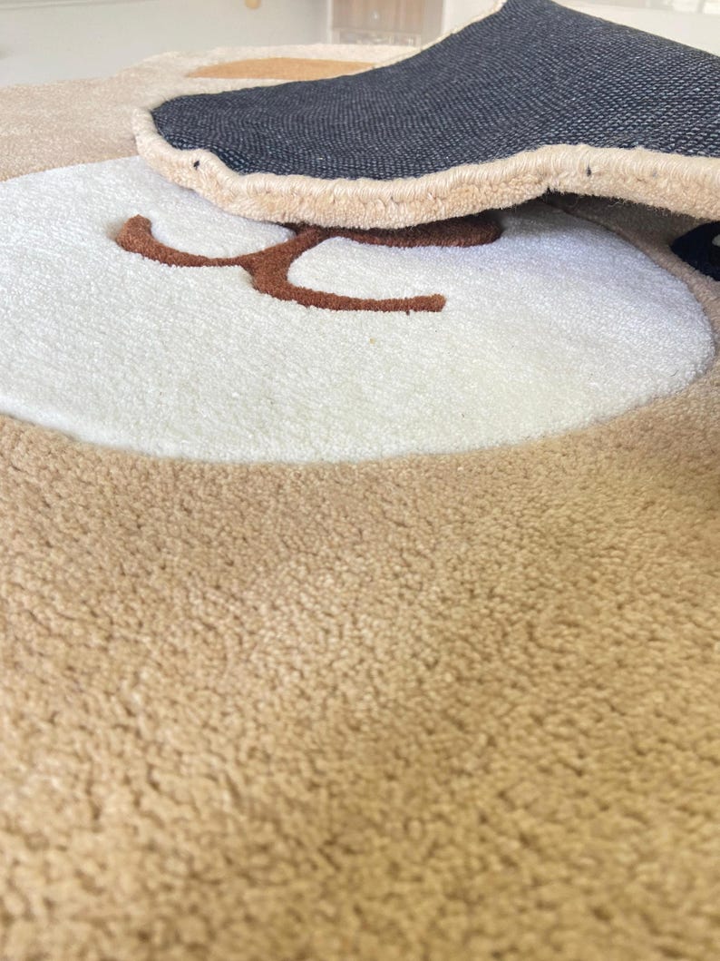 Hand Tufted Wool Teddy Bear Rug, Cute Nursery Area Rug for Baby & Kids Room, Soft Handmade Playroom Decor, Cute Teddy Bear kids room rug image 10