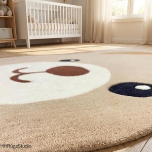 Hand Tufted Wool Teddy Bear Rug, Cute Nursery Area Rug for Baby & Kids Room, Soft Handmade Playroom Decor, Cute Teddy Bear kids room rug image 7