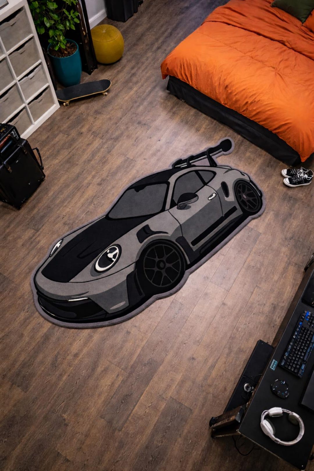 Hand Tufted Sports Car Rug, 5×12 Ft Size Car Shape Area Rug, Supercar ...