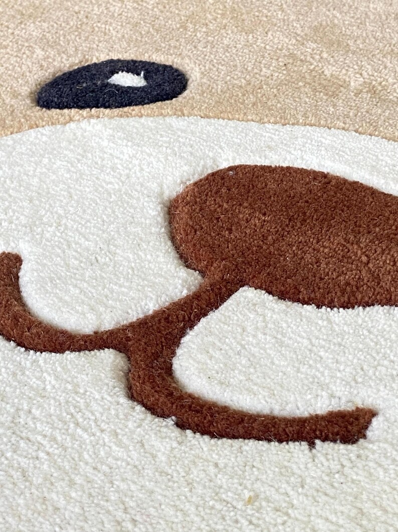 Hand Tufted Wool Teddy Bear Rug, Cute Nursery Area Rug for Baby & Kids Room, Soft Handmade Playroom Decor, Cute Teddy Bear kids room rug image 9