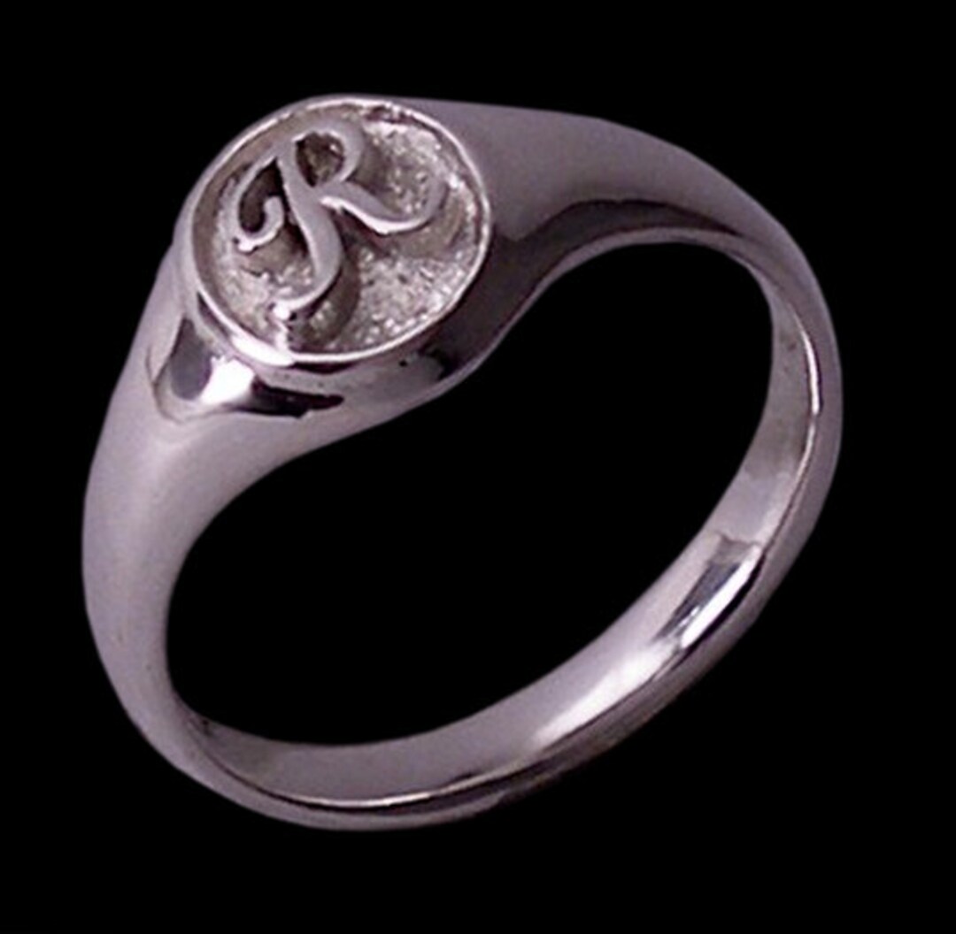 Signet Ring With R Script Hand Made Signet Ring of Solid Sterling Silver With a Script Style ...
