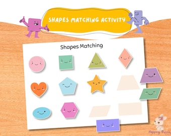 Juego de emparejar formas / Clasificación de formas Montessori para imprimir / Reconocimiento de formas en preescolar (Descarga instantánea en PDF)