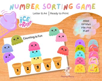 Ice Cream Counting Game | Preschool Number Learning Activity | 1–5 Count and Match (Printable Download)