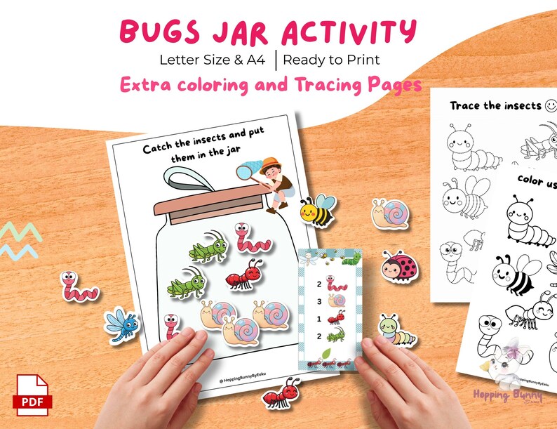 Bug Jar Math Activity, Insect Counting Preschool Worksheet, Montessori ...