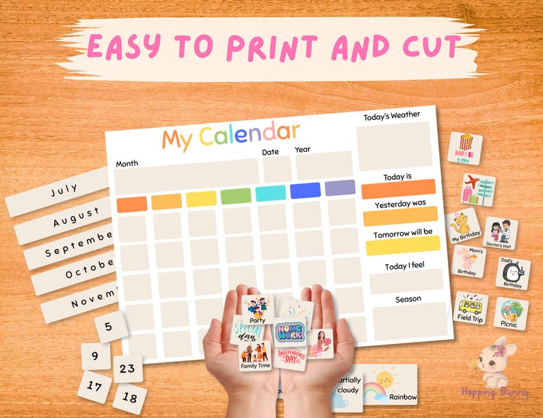 Daily Kids Calendar Printable | Fun Learning Calendar for Toddlers and ...