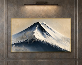 Abstract Mount Fuji Frame TV Art, Japanese Mineral Landscape, Japandi Digital Download
