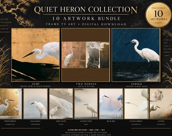 Frame TV Art Bundle, 10 Japanese Heron 4K Digital Downloads