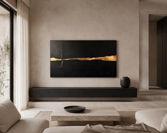 Moody Frame TV Art, Black Gold Japanese Abstract 4K Download