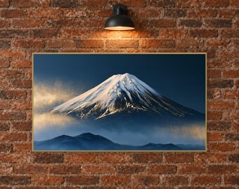 Mount Fuji Frame TV Art, Dawn Mist Japanese Landscape, Japandi Digital Download