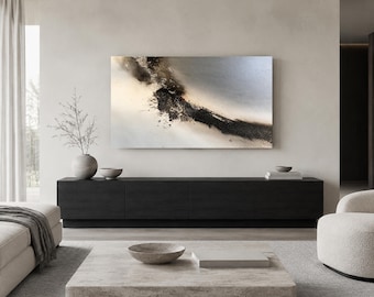 Moody Frame TV Art, Sumi Silver Japanese Abstract 4K Download