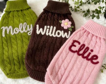 Custom Pet Outfit with Name, Personalized Dog Sweater, Doggy Handmade Knitted Shirt Sweater, Dog Outdoor Clothing, Personalized Pet Gift