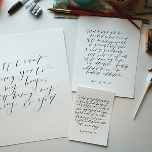 Benutzerdefinierte Kalligraphie Druck / / handgeschrieben / / handbemalt / / Scripture Print / / individuelles Zitat / / Lyric Zitat / / Poesie Zitat