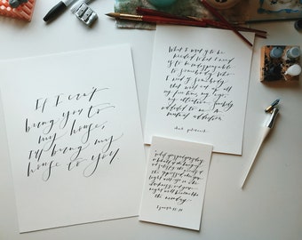 Custom Calligraphy Print // Handwritten // Hand Painted // Scripture Print // Custom Quote // Lyric Quote // Poetry Quote