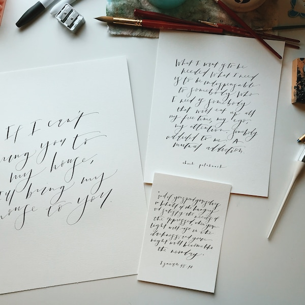 Custom Calligraphy Print // Handwritten // Hand Painted // Scripture Print // Custom Quote // Lyric Quote // Poetry Quote