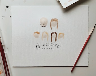 Custom Watercolor Portrait // Watercolor Family Tree // Illustrated Family Portrait // Simple Watercolor Portrait // Friendship Portrait