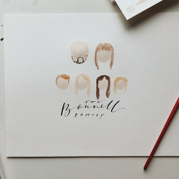 Custom Watercolor Portrait // Watercolor Family Tree // Illustrated Family Portrait // Simple Watercolor Portrait // Friendship Portrait