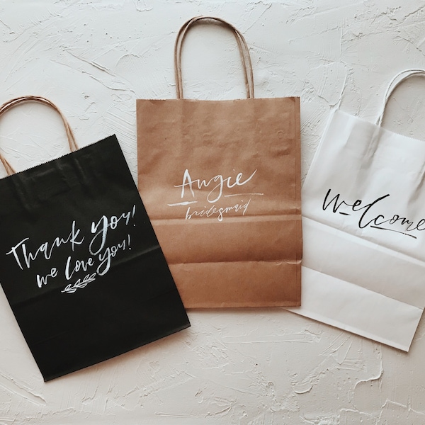 Customized Gift Bags // Custom Calligraphy Gift Bags // Personalized Gift Bags // Custom Calligraphy Bags // Personalized Bags