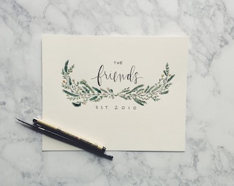 Personalized Name Half Wreath Print // Wedding Gift // Housewarming Gift // Nursery Gift // Custom Print // Custom Wedding Gift
