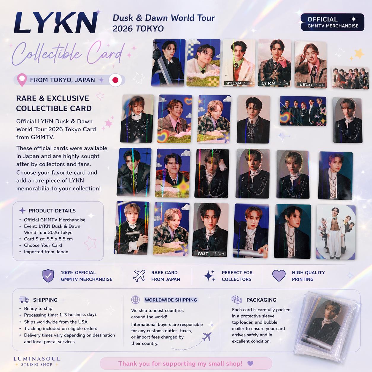 gmm taibei ポップアップ　シークレットカード　lykn LYKN Dusk & Dawn World Tour 2026 Tokyo Collectible Card | Choose