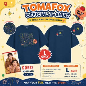 Tomafox Official T-Shirt L Only | ForceBook Funtopia Fancon Shirt with Free 5x7 Postcard | Official GMMTV Merchandise