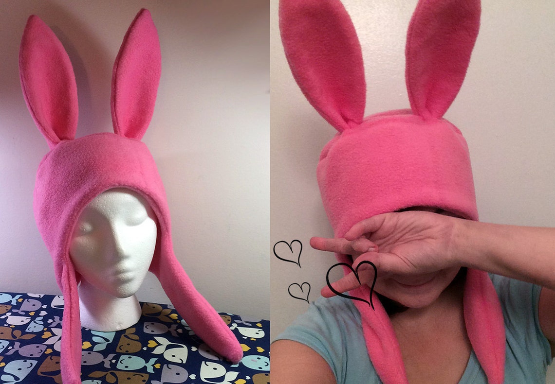 Bunny Hat Hood Cosplay Rabbit Pink Ears Costume Fleece Any Etsy