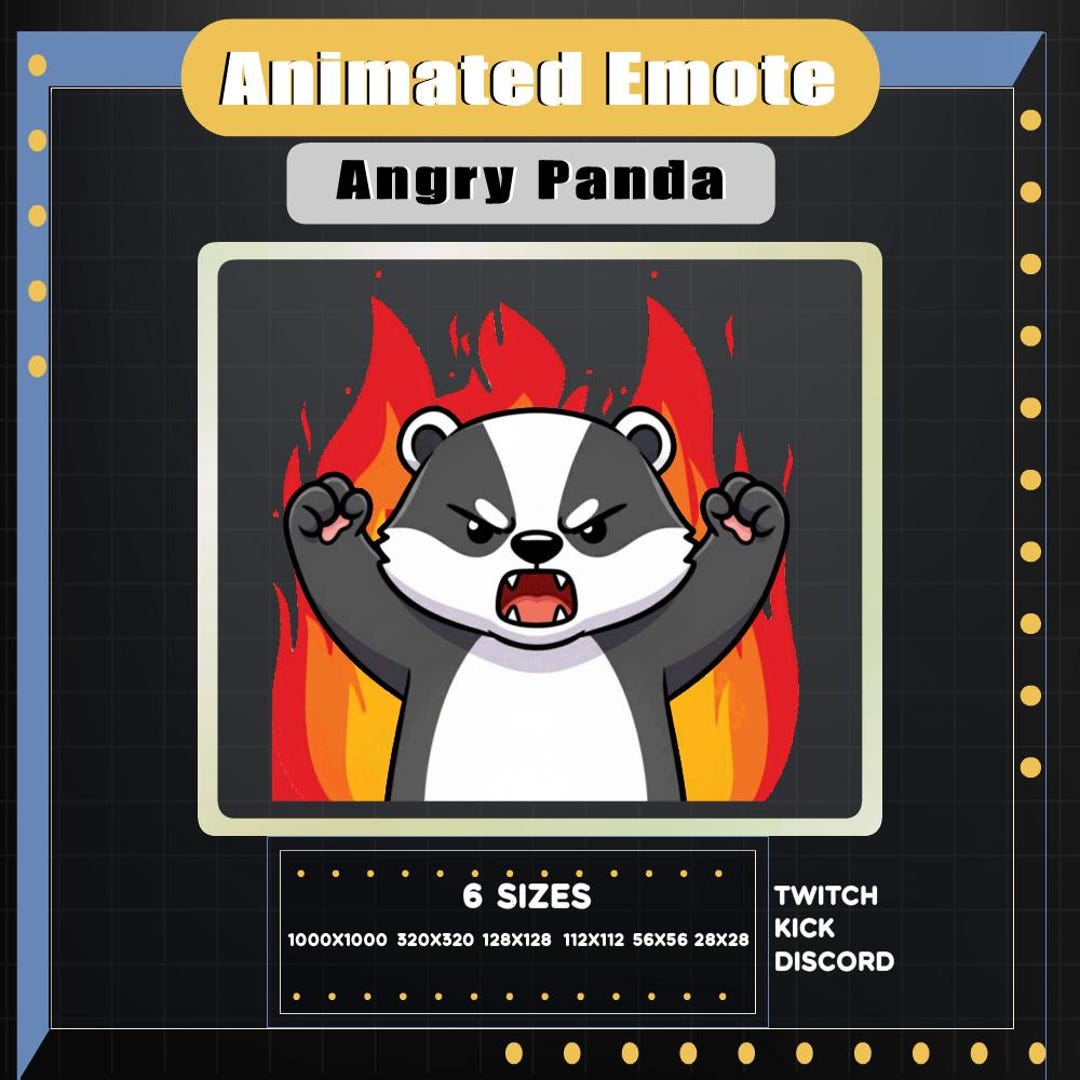 Angry Panda Animated Emote – Rage Panda Fire Reaction for Twitch ...