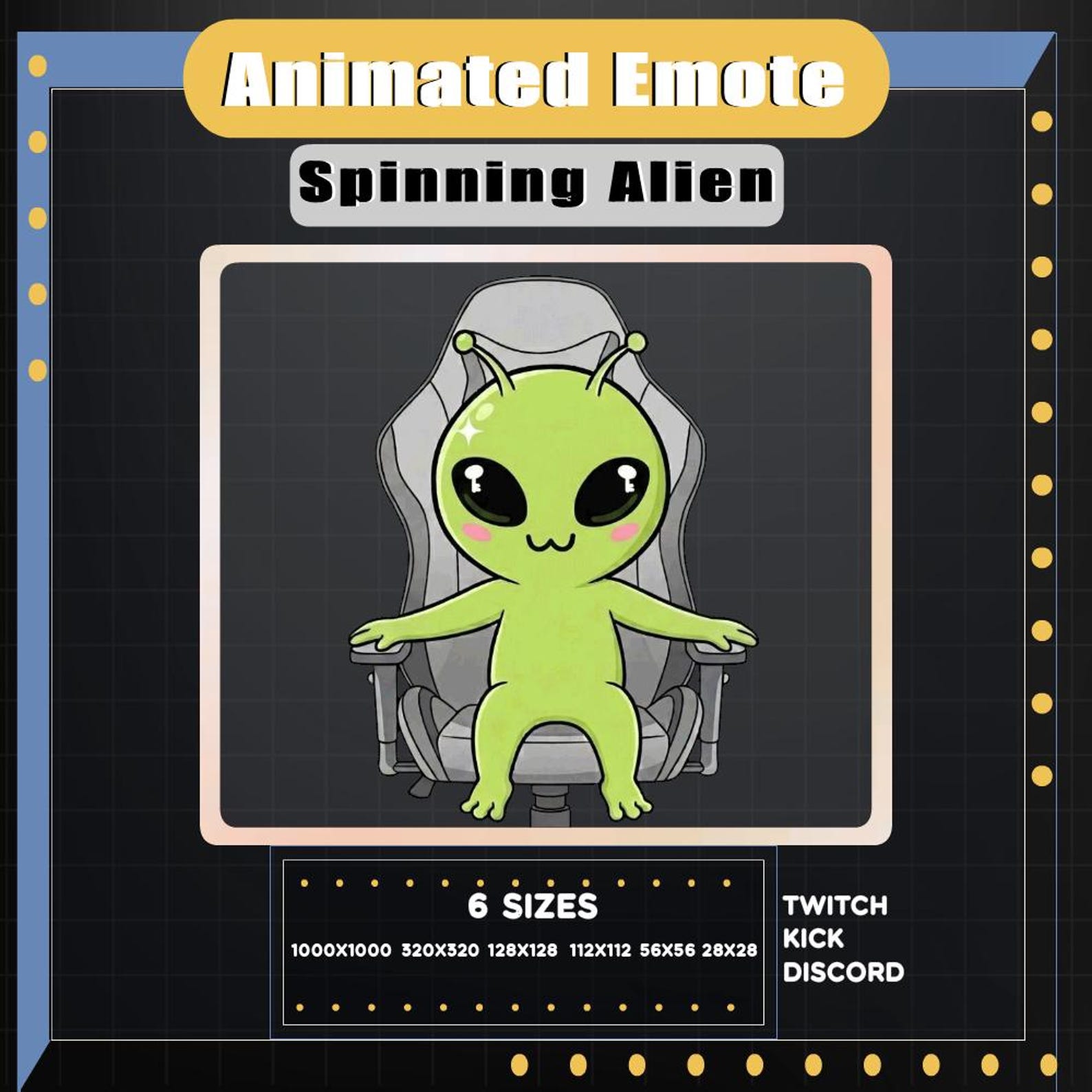 Spinning Chair Chibi Alien Animated Emote for Twitch Discord & Kick ...