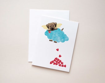 Brown Dog "Doggie Heaven" Sympathy Greeting Card  - Pet, Dog, Loss, Death - Show your sympathy with this sweet card.