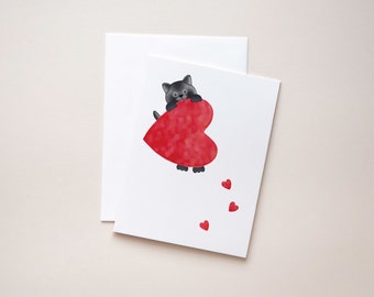 Black Cat Love Greeting Card, Show your love with this sweet card. Great for Valentine's Day or any occasion to show you or your cats love.