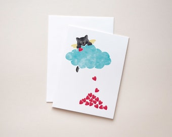 Black Cat - (Three Eye Colors to choose from) Sympathy Greeting Card - Cat, Loss, Death - Show your sympathy with this sweet card.