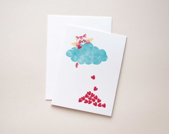 Cat (pink) - Sympathy Greeting Card - Pet, Cat, Angel, Heaven, Loss  - Show your sympathy for the loss of a pet with this sweet card.