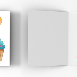 Brown Tabby Cat, Birthday Card Show some love with a sweet Tabby Cat peeking out from behind a cupcake holding balloons. image 6